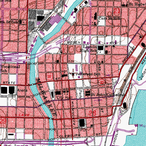 Topographic Map of Jefferson School, WI