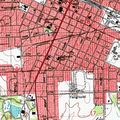 Topographic Map of Jefferson Elementary School, WI