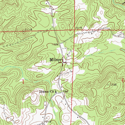 Topographic Map of Milner, AL
