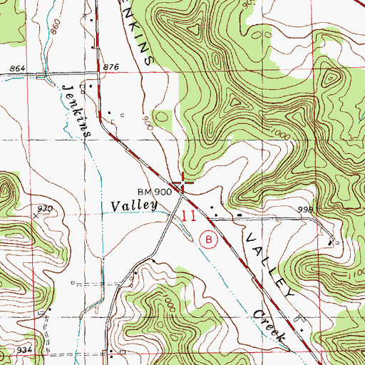 Topographic Map of Jenkins Valley School, WI