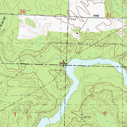 Topographic Map of Jennie Creek, WI