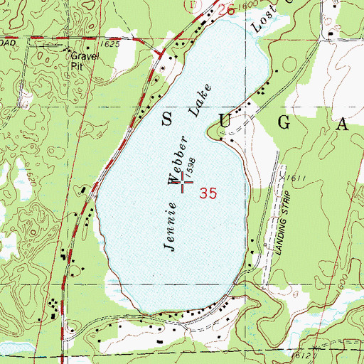 Topographic Map of Jennie Webber Lake, WI