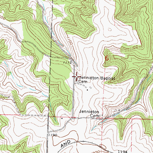 Topographic Map of Jennieton Baptist Cemetery, WI