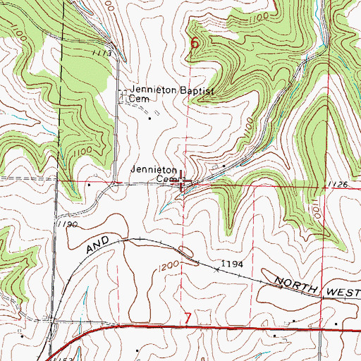 Topographic Map of Jennieton Cemetery, WI