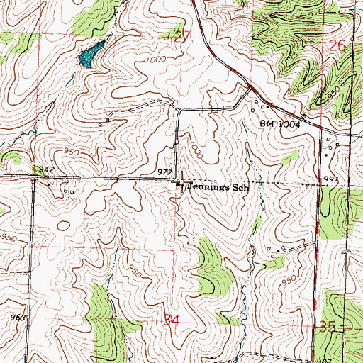 Topographic Map of Jennings School, WI