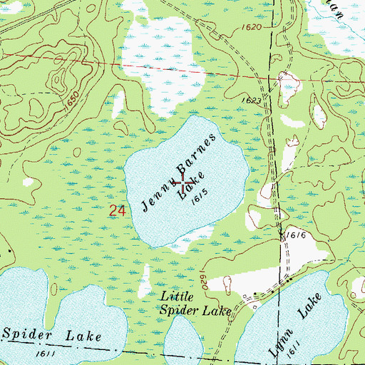 Topographic Map of Jenny Barnes Lake, WI