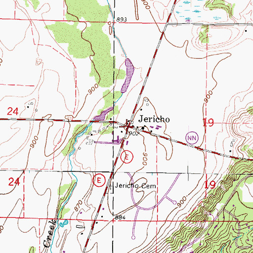 Topographic Map of Jericho, WI