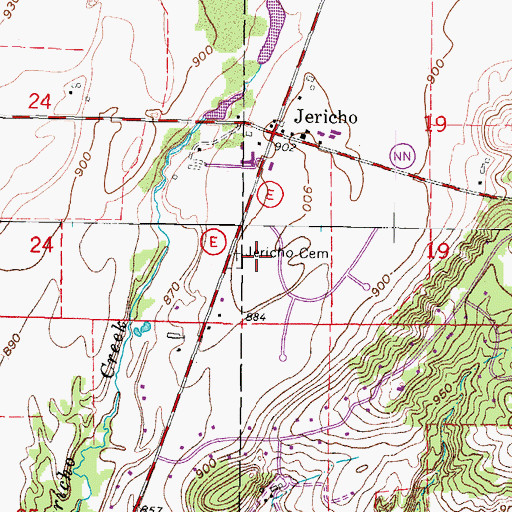 Topographic Map of Jericho Cemetery, WI