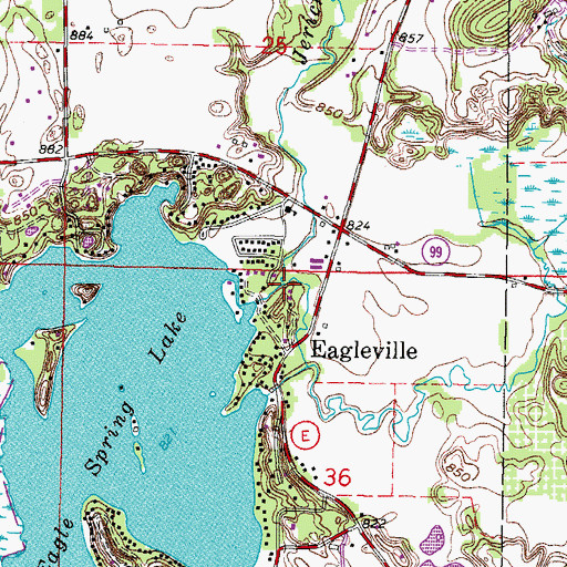 Topographic Map of Jericho Creek, WI