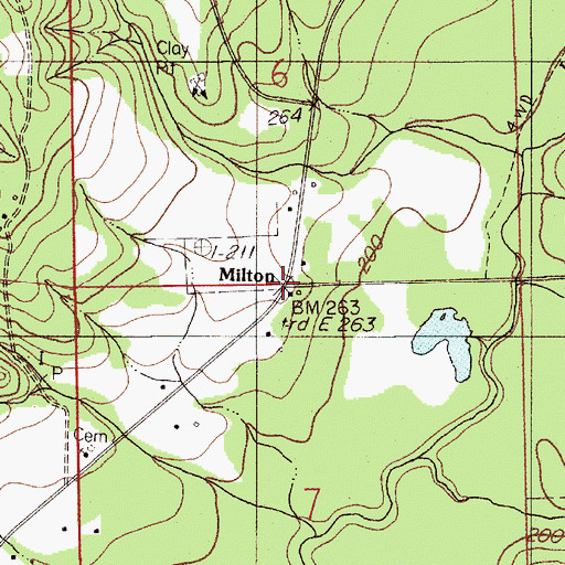 Topographic Map of Milton, AL