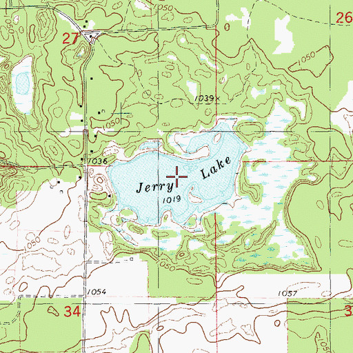 Topographic Map of Jerry Lake, WI