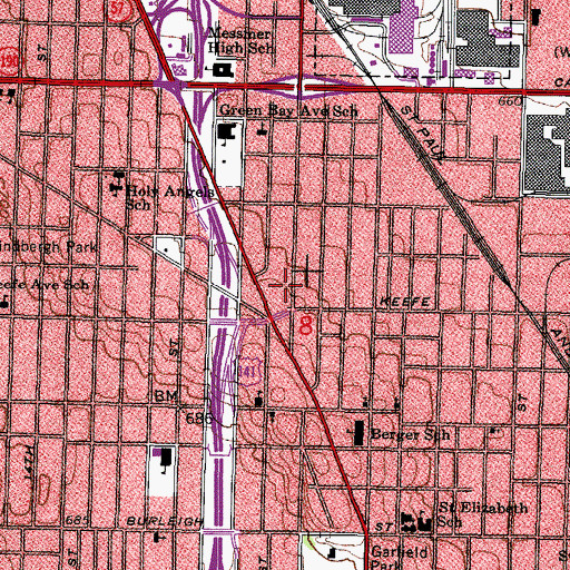 Topographic Map of HOPE Christian School - Fortis, WI