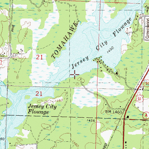 Topographic Map of Jersey City Flowage, WI