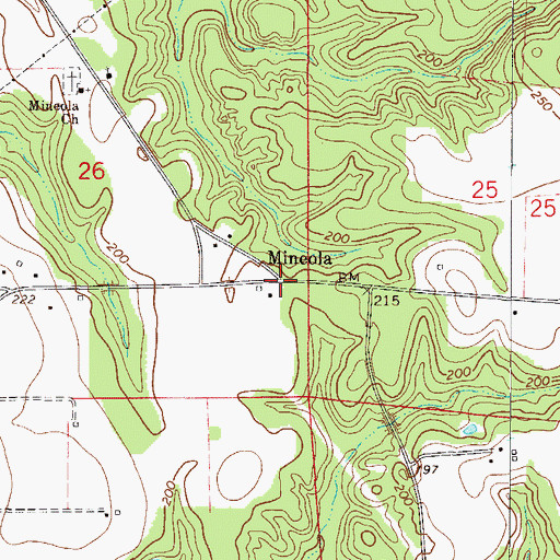 Topographic Map of Mineola, AL