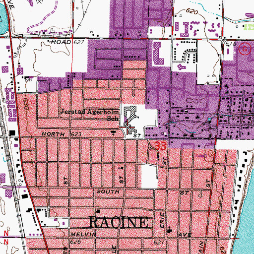 Topographic Map of Jerstad - Agerholm Elementary School, WI