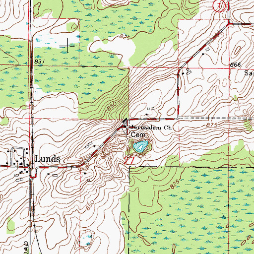 Topographic Map of Jerusalem Church, WI