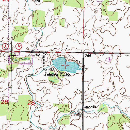Topographic Map of Jetzers Lake, WI