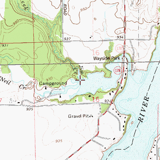 Topographic Map of Jim Creek, WI