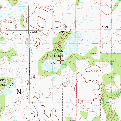 Topographic Map of Jim Lake, WI