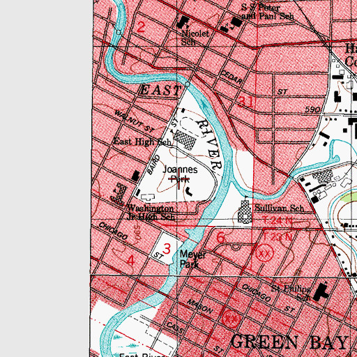 Topographic Map of Joannes Park, WI