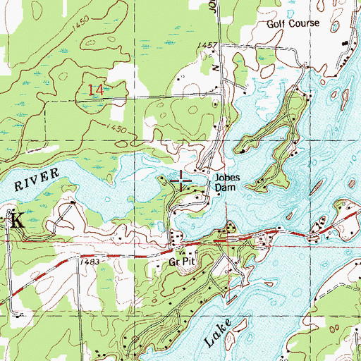 Topographic Map of Jobes Dam, WI