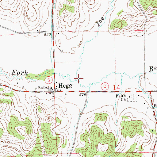 Topographic Map of Joe Coulee Creek, WI
