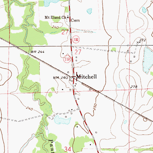 Topographic Map of Mitchell, AL