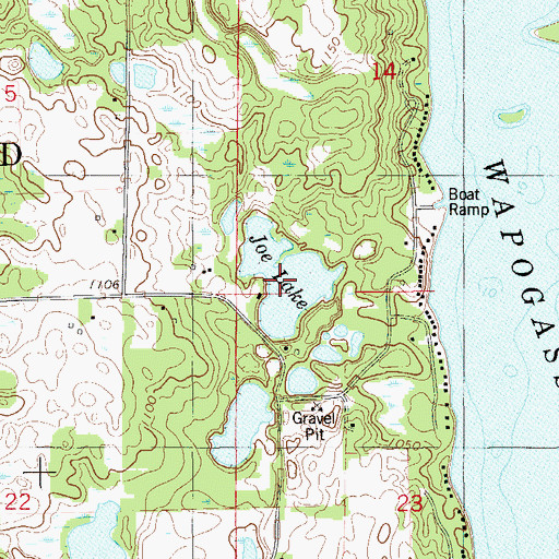Topographic Map of Joe Lake, WI