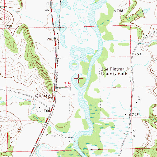 Topographic Map of Joe Pietrek Junior County Park, WI