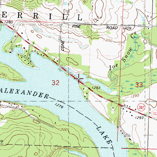 Topographic Map of Joe Snow Creek, WI