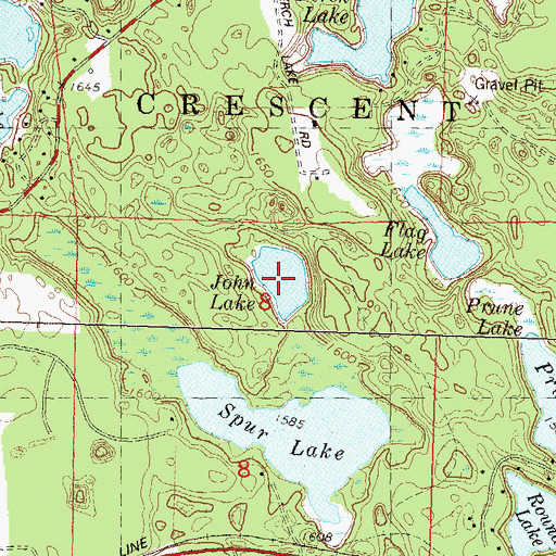 Topographic Map of John Lake, WI