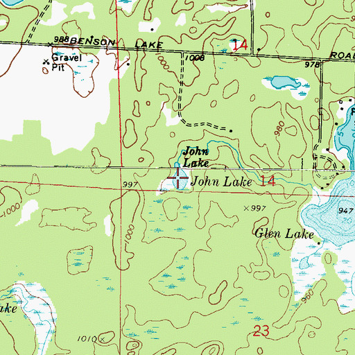 Topographic Map of John Lake, WI