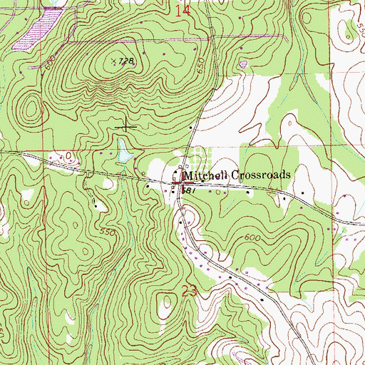 Topographic Map of Mitchell Crossroads, AL