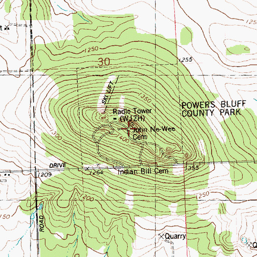 Topographic Map of John Ne-Wee Cemetery, WI