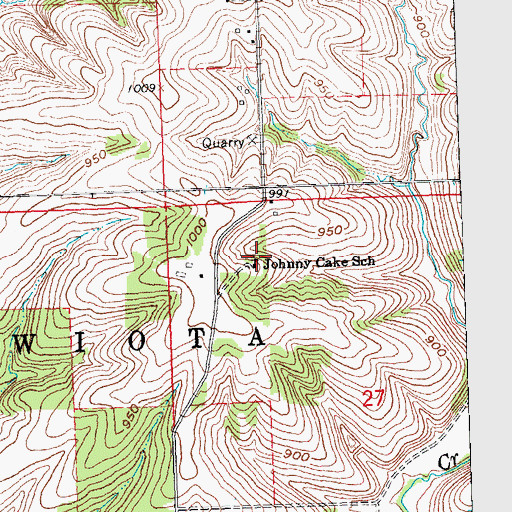 Topographic Map of Johnny Cake School, WI