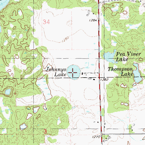 Topographic Map of Johnnys Lake, WI