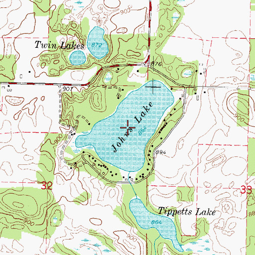 Topographic Map of Johns Lake, WI