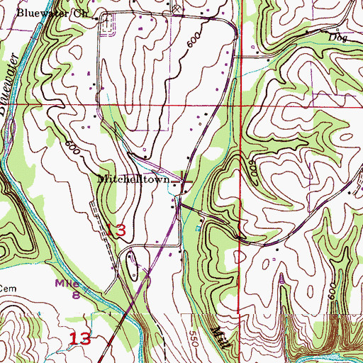 Topographic Map of Mitchelltown, AL