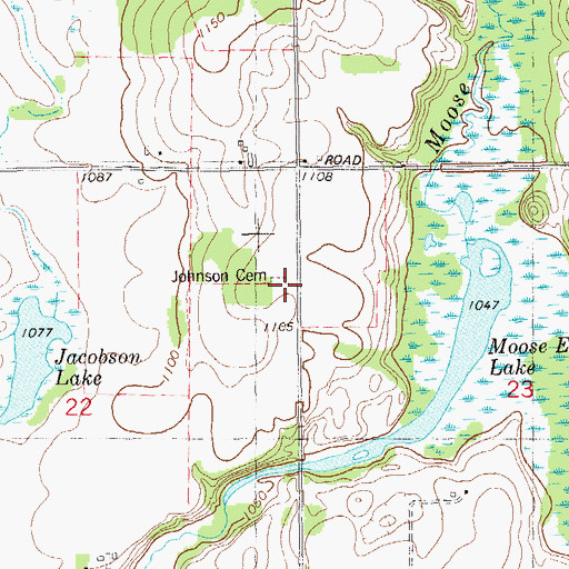 Topographic Map of Johnson Cemetery, WI