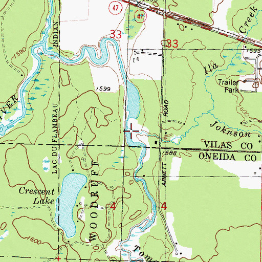 Topographic Map of Johnson Creek, WI