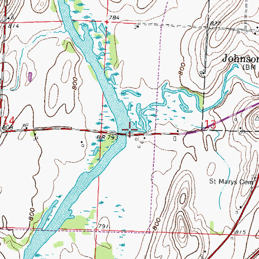 Topographic Map of Johnson Creek, WI