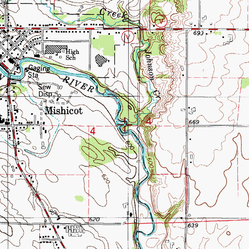 Topographic Map of Johnson Creek, WI