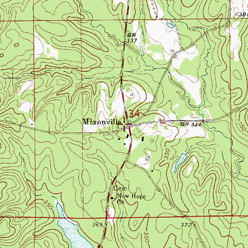 Topographic Map of Mixonville, AL