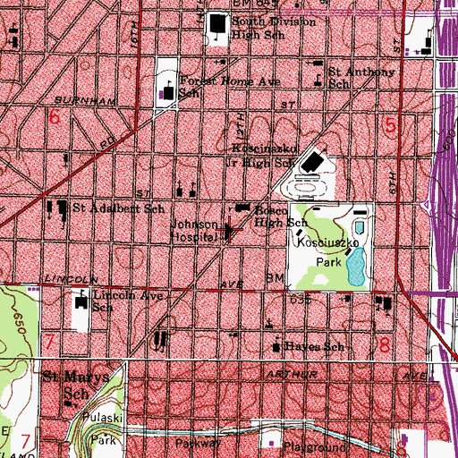 Topographic Map of Johnson Hospital, WI