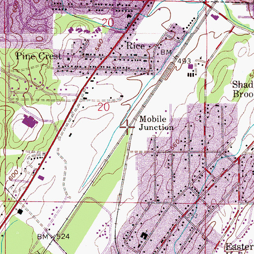 Topographic Map of Mobile Junction, AL