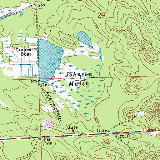 Topographic Map of Johnson Marsh, WI