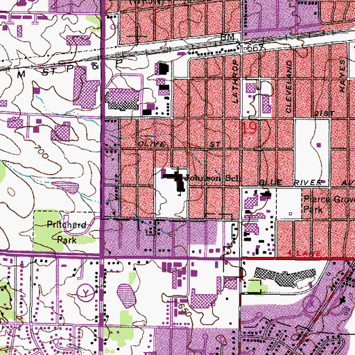 Topographic Map of Johnson Elementary School, WI