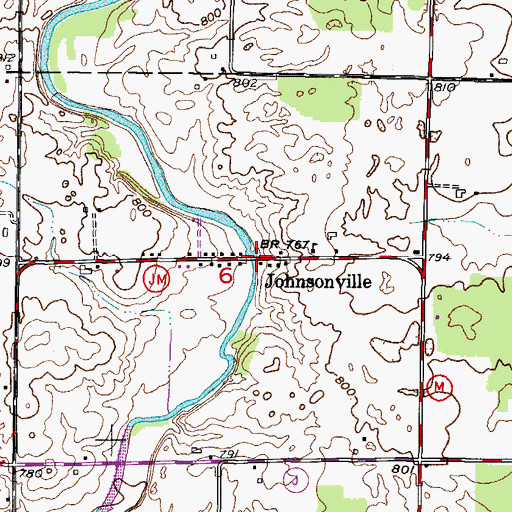 Topographic Map of Johnsonville, WI