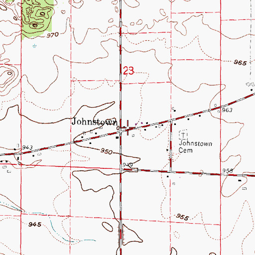 Topographic Map of Johnstown, WI