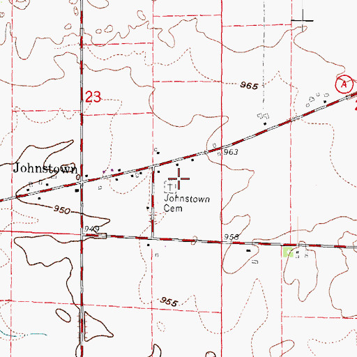 Topographic Map of Johnstown Cemetery, WI
